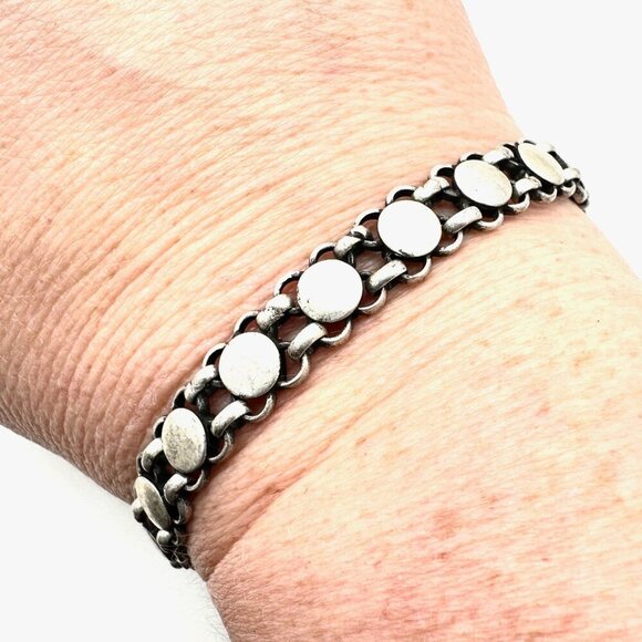 Vintage Traditional Indian Sterling Silver Bracelet Reversible Design - Picture 2 of 6